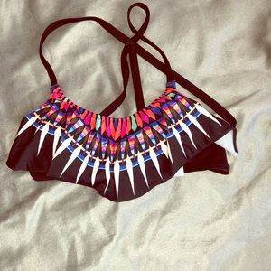 Strappy VS PINK ruffle bikini top